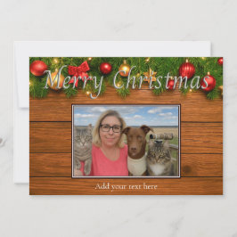 Cartão De Festividades Rustic Merry Christmas Photo Card – Customizable