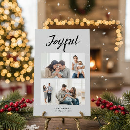 Cartão De Festividades Rustic Merry Four Family Photo Collage Ash