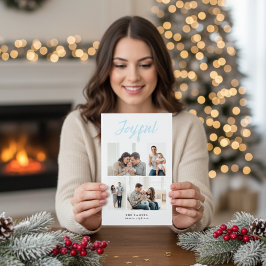 Cartão De Festividades Rustic Merry Four Family Photo Collage White