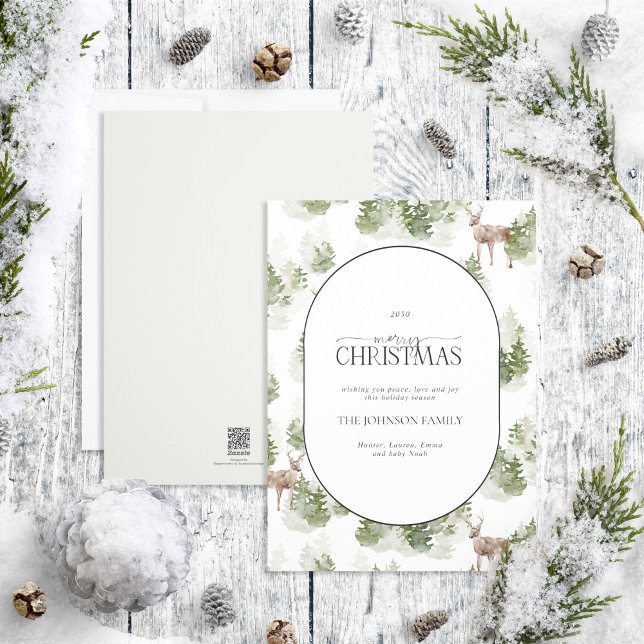 Cartão De Festividades Rustic Modern Winter Forest Arch Feliz Natal (Criador carregado)