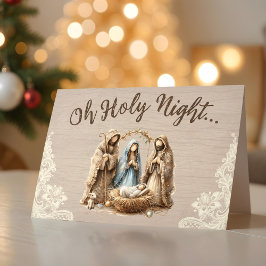 Cartão De Festividades Rustic Nativity Scene Oh Holy Night Christmas Card
