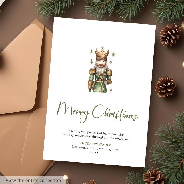 Cartão De Festividades Rustic neutral earthy tones nutcracker Christmas (Rustic neutral earthy tones nutcracker Christmas Holiday Card )