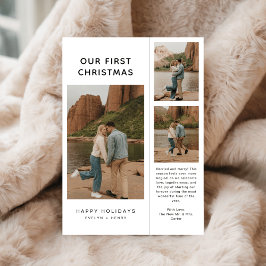 Cartão De Festividades Rustic Our First Christmas Photo Modern Newlywed