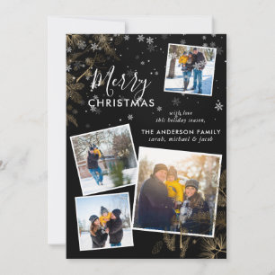 Cartão De Festividades Rustic Pine Sprigs Christmas 4 Photo Collcard