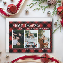 Rustic Red Black Buffalo Cheque Feliz Natal