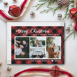 Cartão De Festividades Rustic Red Black Buffalo Cheque Feliz Natal
