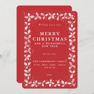 Cartão De Festividades Rustic Red Christmas Holly+Berries Flat Non Photo