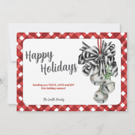 Cartão De Festividades Rustic Red Gingham Noël Christmas Card