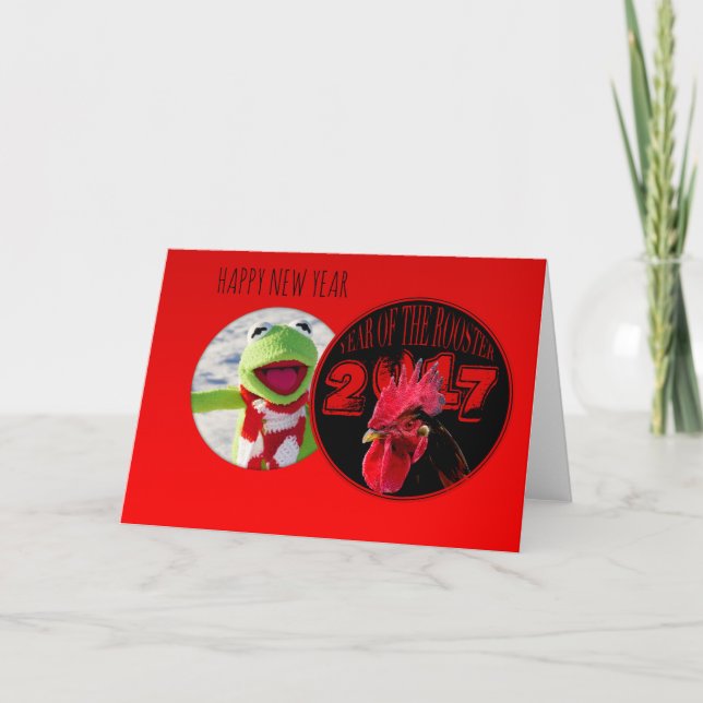 Cartão De Festividades Rustic Rooster Year 2017 Add your image Greeting (Frente)