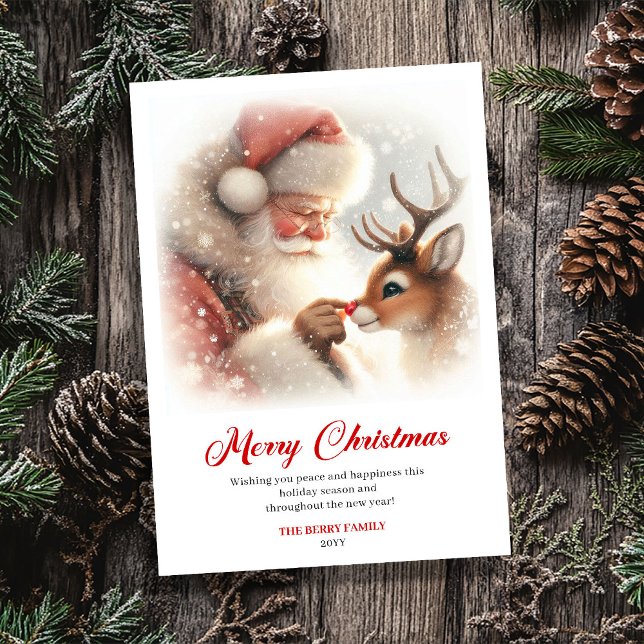 Cartão De Festividades Rustic Rudolph Santa Claus Cartoon Christmas Cards (Rustic Rudolph Santa Claus Cartoon Christmas Greeting Card

)