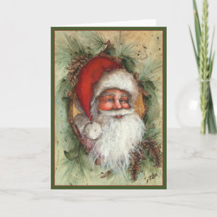 CARTÃO DE FESTIVIDADES RUSTIC SANTA CLAUS