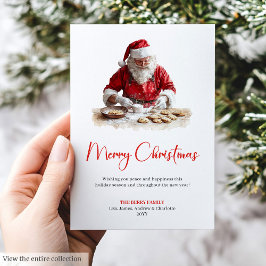 Cartão De Festividades Rustic Santa Claus Minimalist Watercolor Christmas