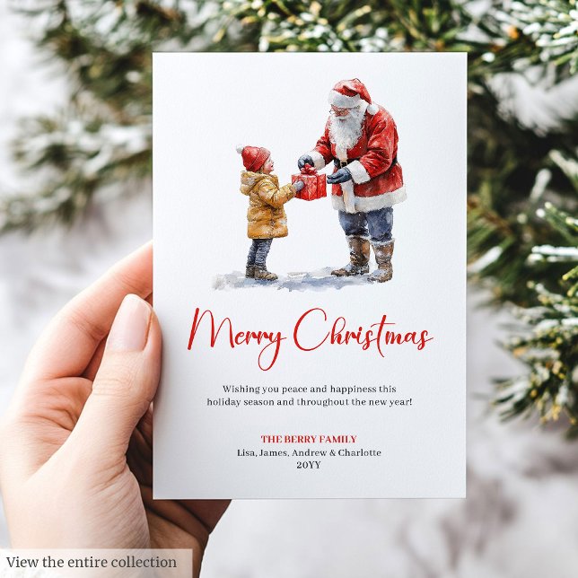 Cartão De Festividades Rustic Santa Claus Traditional Merry Christmas  (Rustic Santa Claus Traditional Merry Christmas Card)