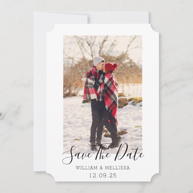 Cartão De Festividades Rustic Save The Date Seasonal Blue Gingham Tartan (Frente)