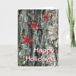 Cartão De Festividades Rustic Tree Bark Holiday Greeting