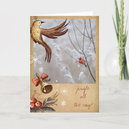 Cartão De Festividades Rustic Vintage Winter Cardinal Photo