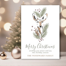 Rustic Watercolor Deer Christmas