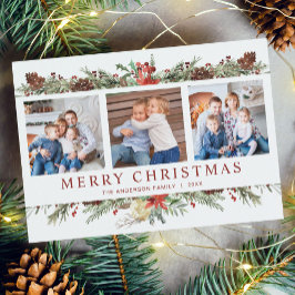 Cartão De Festividades Rustic Watercolor, Natal Botânico 3 Foto