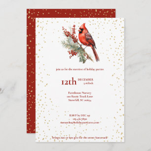 Cartão De Festividades Rustic Watercolor Winter Cardinal Holly Branch