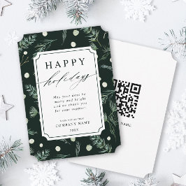 Cartão De Festividades Rustic Winter Greenery Código QR Corporate