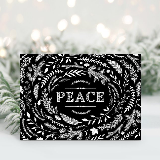 Cartão De Festividades Rustic Winter Peace Holiday Greeting Card (Criador carregado)