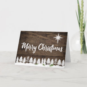 Cartão De Festividades Rustic Wood Country Merry Christmas Holiday