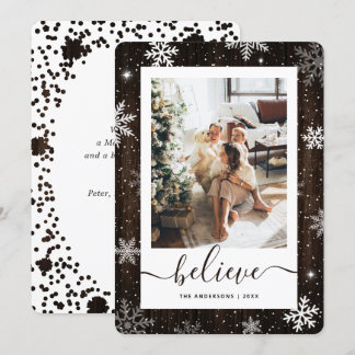 Cartão De Festividades Rustic Wood Foto Snowflake