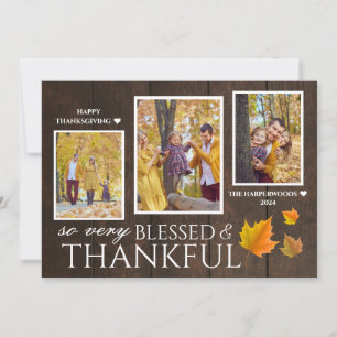 Cartão De Festividades Rustic Wood Script - família de ação de graças 3 f