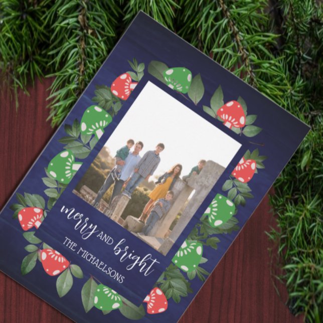 Cartão De Festividades Rustic Woodland Whimsical Mushrooms Christmas (Criador carregado)