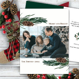 Cartão De Festividades Rústico Pinheiro Verde Bough Watercolor Floral