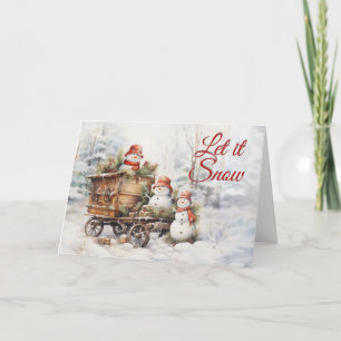 Cartão De Festividades Rústico Vintage Fofo Papai Noel Floresta Inverno