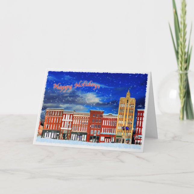 Cartão De Festividades Rutland Vermont numa noite de inverno (Frente)