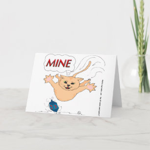 Cartão De Festividades s11 Cat Pouncing on Hanukkah Dradle