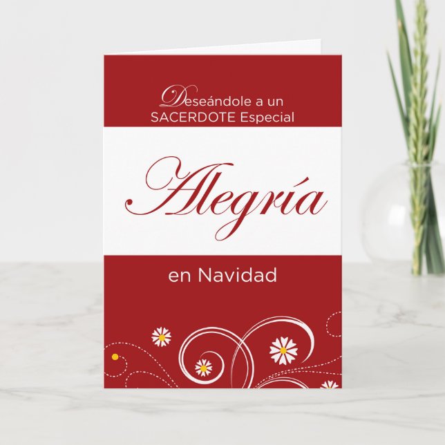 Cartão De Festividades Sacerdote, alegria no Natal, espanhol (Frente)