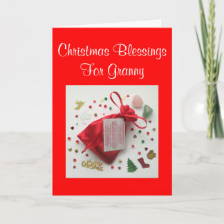Cartão De Festividades Saco das Bênçãos de Natal para a Granny Xmas Card