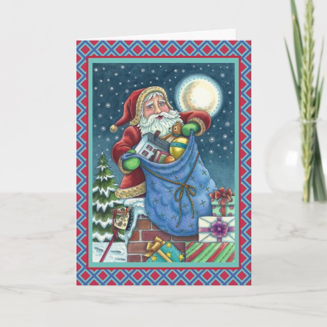 CARTÃO DE FESTIVIDADES SACO DE BRINQUEDOS DE PAPAIS NOEIS DE ROTULAGEM, C (Frente)