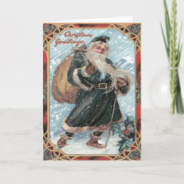 Cartão De Festividades Saco de Papai Noel de tempestade do inverno do