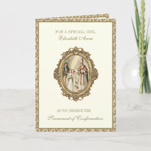 Cartão De Festividades Sacrament Confirmation Girl Sponsor Bishop