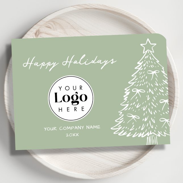 Cartão De Festividades Sage Custom Logo Christmas Business Thank You Card (Criador carregado)