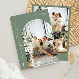 Cartão De Festividades Sage de Fotos de Natal Feliz e Semestre Minimalist