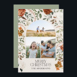 Cartão De Festividades Sage green 3 foto botânica elegante feriado de arc<br><div class="desc">Black,  natural,  sage green e terracotta floral botânico elegante arca multi3 fotos Cartão de Natal Merry.</div>