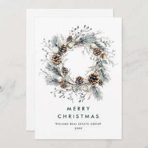Cartão De Festividades Sage Green Country Pine Cones Wreath