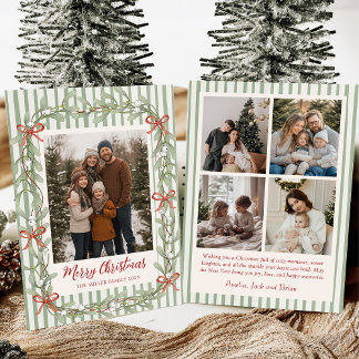 Cartão De Festividades Sage Green Family Photo Christmas Holiday Card