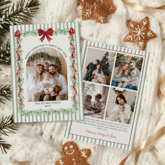 Cartão De Festividades Sage Green Family Photo Christmas Holiday Card