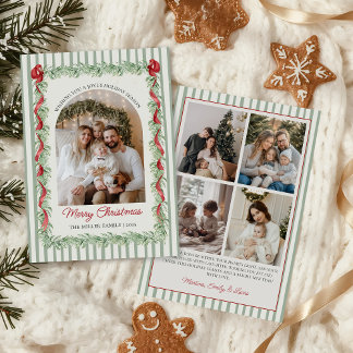Cartão De Festividades Sage Green Family Photo Christmas Holiday Card