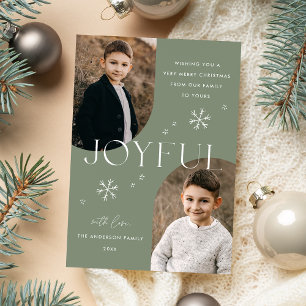 Cartão De Festividades Sage Green Joyful Snowflake Arch Frame 2 Foto