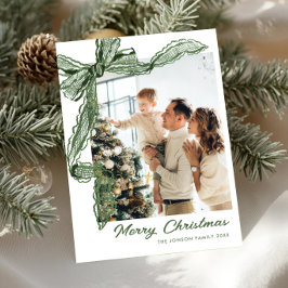 Cartão De Festividades Sage Green Lace Christmas Bow Ribbon 2 Photo