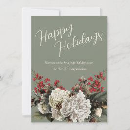 Cartão De Festividades Sage Verde Nome da Empresa Floral Elegante Feliz