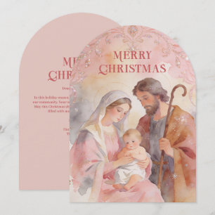Cartão De Festividades Sagrada Família Cristã Natal LPM26 em Rosa