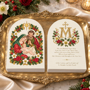 Cartão De Festividades Sagrada Família Monograma Floral Mariana